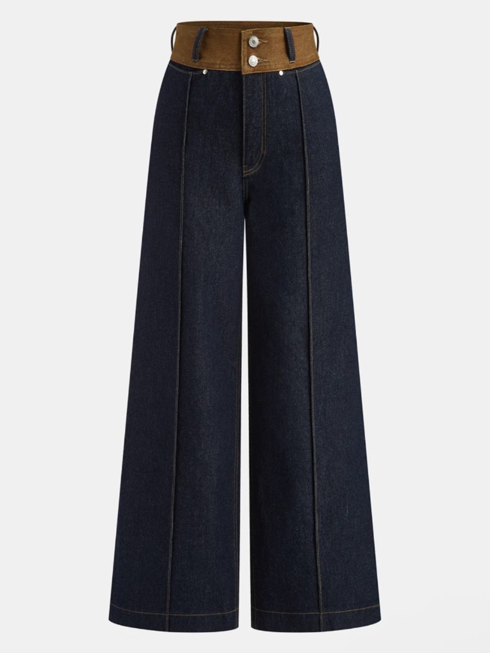 COMMENSE Sold-Out High-Waisted Seam Front Contrast Trim Jeans Sz S NWT!!